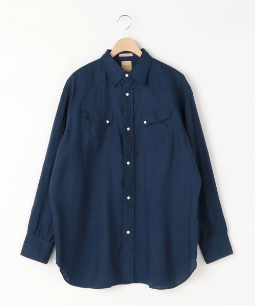 美品 Sanca スキッパー リネンシャツ サンカ ネイビー Sanca（サンカ）の「【Sanca】リネンビッグカウボーイシャツ MEN