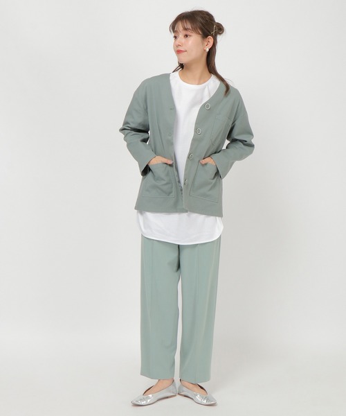 LBC(エルビーシー)の「製品染めノーカラージャケット(ブルゾン・レディース・エメラルド/ベージュ・M/L)」の16枚目の写真