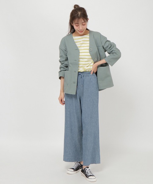 LBC(エルビーシー)の「製品染めノーカラージャケット(ブルゾン・レディース・エメラルド/ベージュ・M/L)」の19枚目の写真