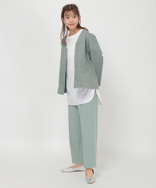 LBC(エルビーシー)の「製品染めノーカラージャケット(ブルゾン・レディース・エメラルド/ベージュ・M/L)」の17枚目の写真