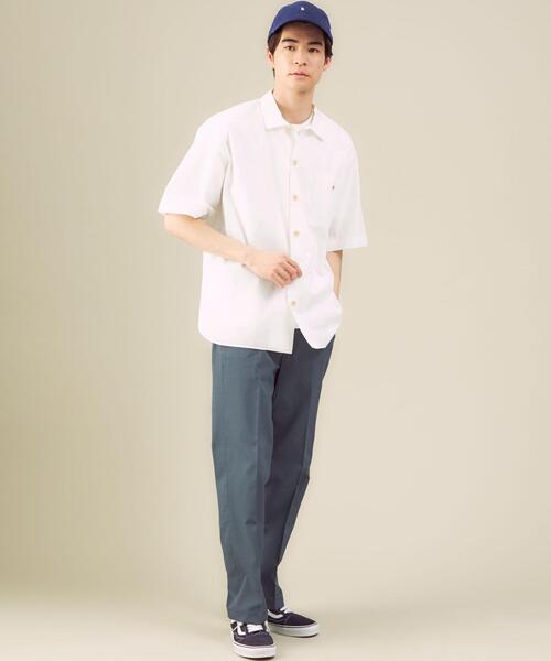 DANTON（ダントン）の「[ ダントン ] DANTON ポプリン ワイドカラー 半袖 シャツ（シャツ/ブラウス・メンズ・ホワイト/ライトグレー・40/42）」の5枚目の写真