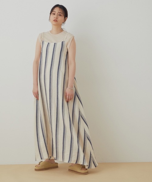 ADAM ET ROPE'（アダムエロペ）の「【missing you already】STRIPE STRAP DRESS（ワンピース・レディース・ベージュ系その他・1）」の5枚目の写真