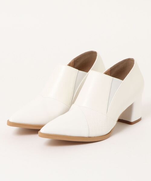 ROSE BUD（ローズバッド）の「異素材切り替えアンクルブーツ（ブーツ・レディース・ホワイト/ベージュ/ライトグリーン・37/38/36）」の2枚目の写真