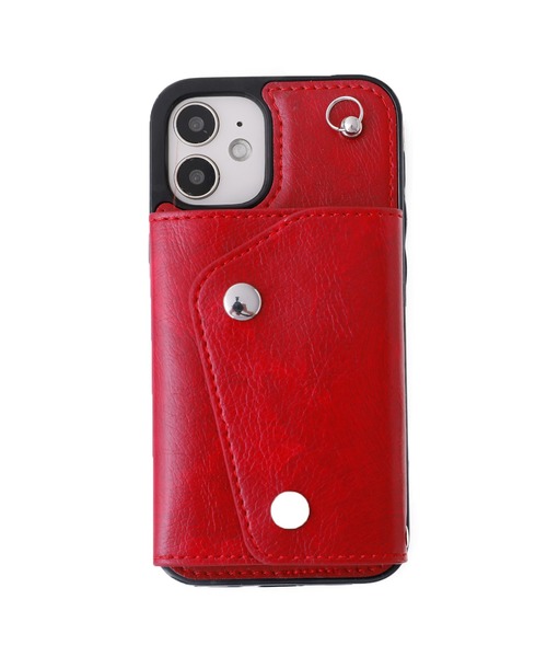 ケース付きレザースマホカバー/iPhone12mini（ストラップ ショルダー