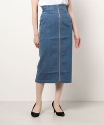 INTERPLANET | フロントファスナーデニムタイトスカート(デニムスカート)