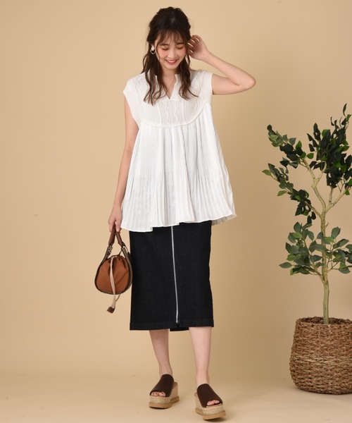 INTERPLANET（インタープラネット）の「フロントファスナーデニムタイトスカート（デニムスカート・レディース・ネイビー/ブルー・FREE）」の6枚目の写真