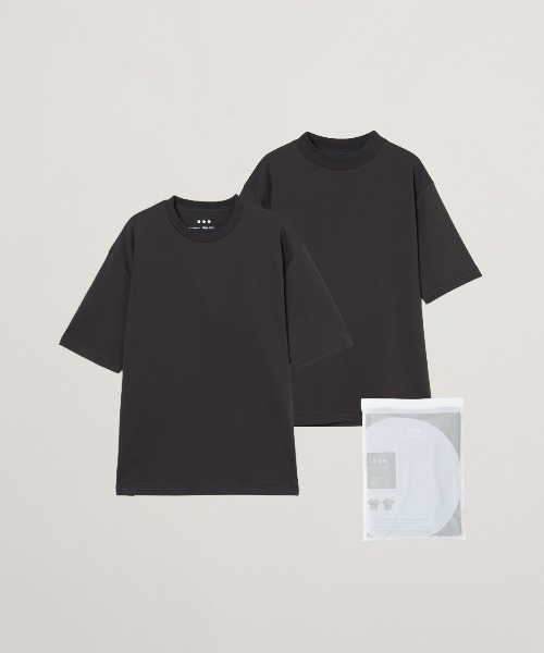 three dots（スリードッツ）の「【unisex】2パックTシャツ クルーネック/モックネック（Tシャツ/カットソー・メンズ・ホワイト/ブラック/グレー系その他2/チャコール・LARGE/MEDIUM/SMALL/X-SMALL/X-LARGE）」の3枚目の写真