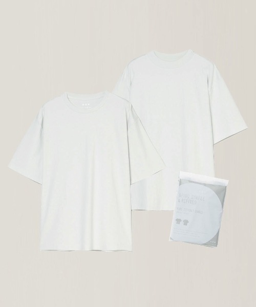 three dots(スリードッツ)の「【unisex】2パックTシャツ クルーネック/モックネック(Tシャツ/カットソー・メンズ・ホワイト/ブラック/グレー系その他2・LARGE/MEDIUM/SMALL/X-SMALL/X-LARGE)」の3枚目の写真