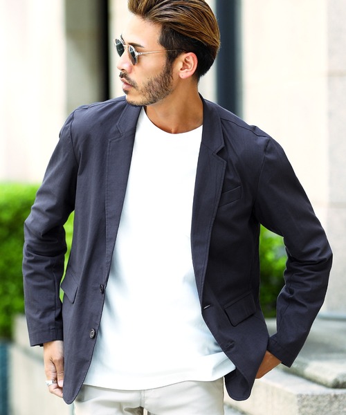 roshell（ロシェル）の「綿麻ストレッチテーラードジャケット（テーラードジャケット・メンズ・ホワイト/カーキ/グレイッシュベージュ/ブラック/ホワイト系その他/ネイビー/ブルー系その他・X-LARGE/LARGE/MEDIUM）」の6枚目の写真