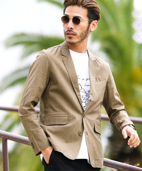 roshell（ロシェル）の「綿麻ストレッチテーラードジャケット（テーラードジャケット・メンズ・ホワイト/カーキ/グレイッシュベージュ/ブラック/ホワイト系その他/ネイビー/ブルー系その他・X-LARGE/LARGE/MEDIUM）」の5枚目の写真