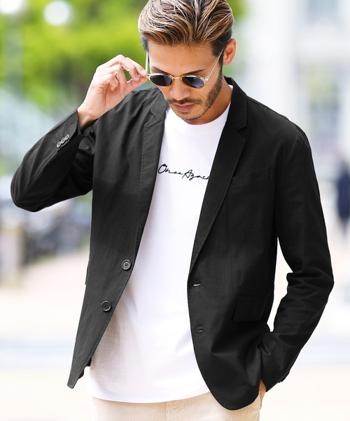 roshell（ロシェル）の「綿麻ストレッチテーラードジャケット（テーラードジャケット・メンズ・ホワイト/カーキ/グレイッシュベージュ/ブラック/ホワイト系その他/ネイビー/ブルー系その他・X-LARGE/LARGE/MEDIUM）」の3枚目の写真