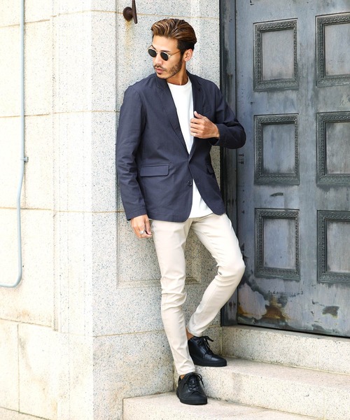 roshell（ロシェル）の「綿麻ストレッチテーラードジャケット（テーラードジャケット・メンズ・ホワイト/カーキ/グレイッシュベージュ/ブラック/ホワイト系その他/ネイビー/ブルー系その他・X-LARGE/LARGE/MEDIUM）」の10枚目の写真