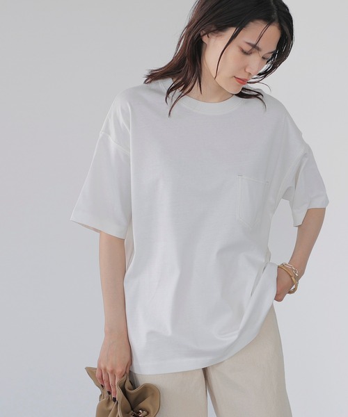 AMERICAN HOLIC(アメリカンホリック)の「BIG配色ステッチポケット付きカットプルオーバー *(Tシャツ/カットソー・レディース・ブルー/オフホワイト/チャコールグレー・FREE)」の1枚目の写真