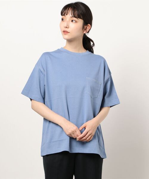 AMERICAN HOLIC(アメリカンホリック)の「BIG配色ステッチポケット付きカットプルオーバー *(Tシャツ/カットソー・レディース・ブルー/オフホワイト/チャコールグレー・FREE)」の8枚目の写真