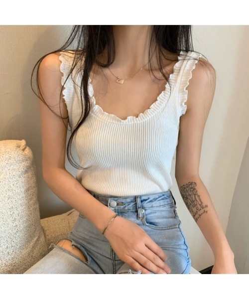 セール おしゃれスタ シンプルかわいいフリルタンクトップ タンクトップ おしゃれスタ オシャレスタ のファッション通販 Zozotown