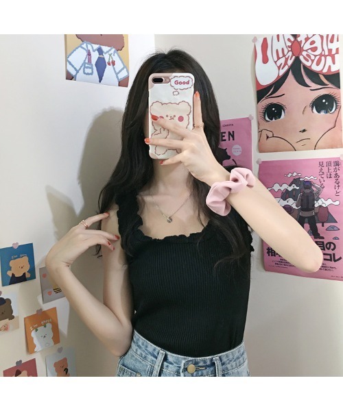 おしゃれスタ シンプルかわいい フリルタンクトップ