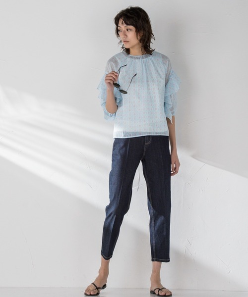 socolla(ソコラ)の「【socolla】袖ラッフル幾何柄ブラウス(シャツ/ブラウス・レディース・ブルー系その他/ピンク系その他・S/M)」の10枚目の写真