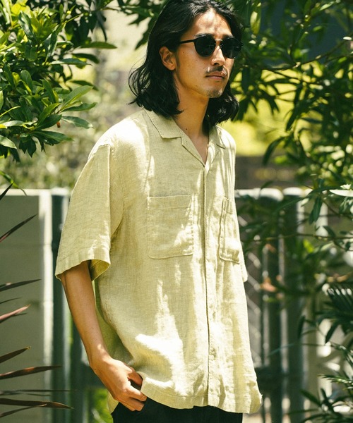 BAYFLOW（ベイフロー）の「リネンシャツ　S/S（シャツ/ブラウス・メンズ・ホワイト/クリーム/チャコール・MEDIUM/LARGE）」の3枚目の写真