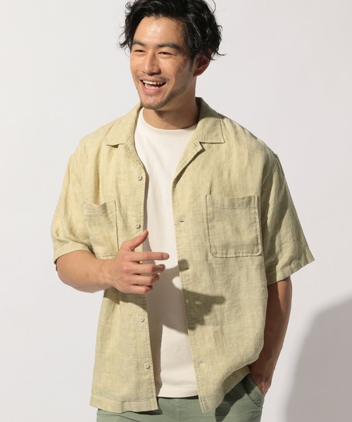 BAYFLOW（ベイフロー）の「リネンシャツ　S/S（シャツ/ブラウス・メンズ・ホワイト/クリーム/チャコール・MEDIUM/LARGE）」の7枚目の写真