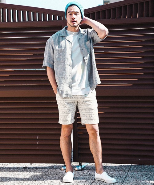 BAYFLOW（ベイフロー）の「リネンシャツ　S/S（シャツ/ブラウス・メンズ・ホワイト/クリーム/チャコール・MEDIUM/LARGE）」の4枚目の写真