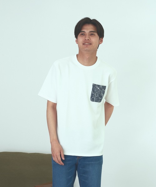 Blue Standard (ブルースタンダード)の「【BLUE STANDARD】速乾 制菌 防臭 快適 シワになりにくい ドライワッフルポケTシャツ(Tシャツ/カットソー・メンズ・ホワイト/オフホワイト/ブルー系その他/ネイビー・LARGE/MEDIUM/X-LARGE)」の2枚目の写真