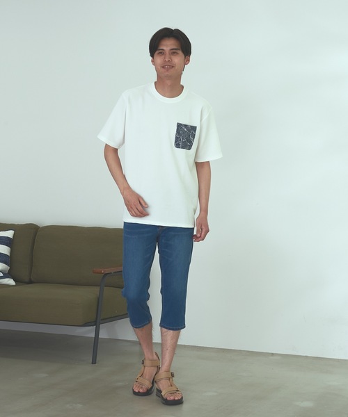 Blue Standard (ブルースタンダード)の「【BLUE STANDARD】速乾 制菌 防臭 快適 シワになりにくい ドライワッフルポケTシャツ(Tシャツ/カットソー・メンズ・ホワイト/オフホワイト/ブルー系その他/ネイビー・LARGE/MEDIUM/X-LARGE)」の6枚目の写真