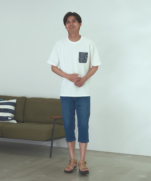Blue Standard (ブルースタンダード)の「【BLUE STANDARD】速乾 制菌 防臭 快適 シワになりにくい ドライワッフルポケTシャツ(Tシャツ/カットソー・メンズ・ホワイト/オフホワイト/ブルー系その他/ネイビー・LARGE/MEDIUM/X-LARGE)」の7枚目の写真