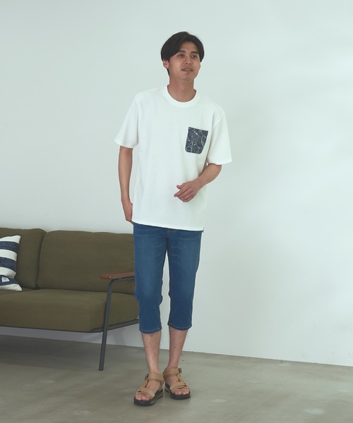 Blue Standard (ブルースタンダード)の「【BLUE STANDARD】速乾 制菌 防臭 快適 シワになりにくい ドライワッフルポケTシャツ(Tシャツ/カットソー・メンズ・ホワイト/オフホワイト/ブルー系その他/ネイビー・LARGE/MEDIUM/X-LARGE)」の8枚目の写真