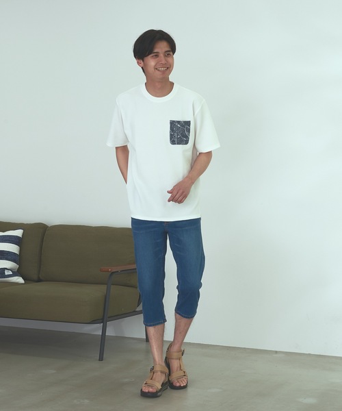 Blue Standard (ブルースタンダード)の「【BLUE STANDARD】速乾 制菌 防臭 快適 シワになりにくい ドライワッフルポケTシャツ(Tシャツ/カットソー・メンズ・ホワイト/オフホワイト/ブルー系その他/ネイビー・LARGE/MEDIUM/X-LARGE)」の9枚目の写真