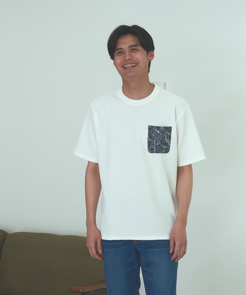 Blue Standard (ブルースタンダード)の「【BLUE STANDARD】速乾 制菌 防臭 快適 シワになりにくい ドライワッフルポケTシャツ(Tシャツ/カットソー・メンズ・ホワイト/オフホワイト/ブルー系その他/ネイビー・LARGE/MEDIUM/X-LARGE)」の12枚目の写真