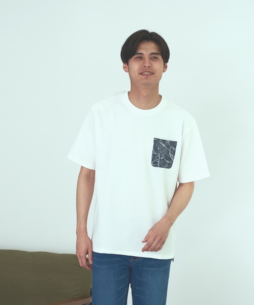 Blue Standard (ブルースタンダード)の「【BLUE STANDARD】速乾 制菌 防臭 快適 シワになりにくい ドライワッフルポケTシャツ(Tシャツ/カットソー・メンズ・ホワイト/オフホワイト/ブルー系その他/ネイビー・LARGE/MEDIUM/X-LARGE)」の14枚目の写真