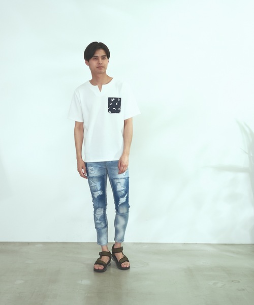 Blue Standard (ブルースタンダード)の「【BLUE STANDARD】速乾 制菌 防臭 快適 シワになりにくい ドライワッフルポケTシャツ(Tシャツ/カットソー・メンズ・ホワイト/オフホワイト/ブルー系その他/ネイビー・LARGE/MEDIUM/X-LARGE)」の18枚目の写真