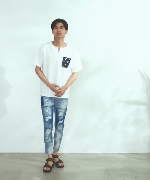 Blue Standard (ブルースタンダード)の「【BLUE STANDARD】速乾 制菌 防臭 快適 シワになりにくい ドライワッフルポケTシャツ(Tシャツ/カットソー・メンズ・ホワイト/オフホワイト/ブルー系その他/ネイビー・LARGE/MEDIUM/X-LARGE)」の19枚目の写真