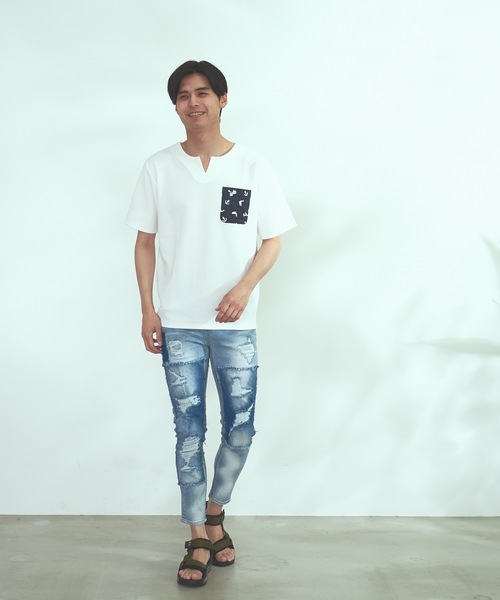 Blue Standard (ブルースタンダード)の「【BLUE STANDARD】速乾 制菌 防臭 快適 シワになりにくい ドライワッフルポケTシャツ(Tシャツ/カットソー・メンズ・ホワイト/オフホワイト/ブルー系その他/ネイビー・LARGE/MEDIUM/X-LARGE)」の20枚目の写真