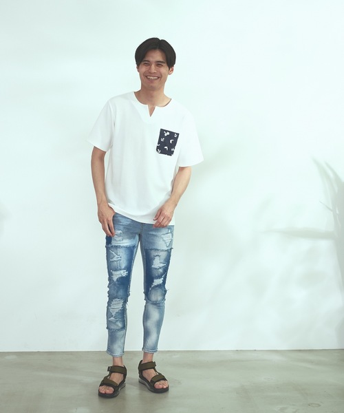 Blue Standard (ブルースタンダード)の「【BLUE STANDARD】速乾 制菌 防臭 快適 シワになりにくい ドライワッフルポケTシャツ(Tシャツ/カットソー・メンズ・ホワイト/オフホワイト/ブルー系その他/ネイビー・LARGE/MEDIUM/X-LARGE)」の21枚目の写真