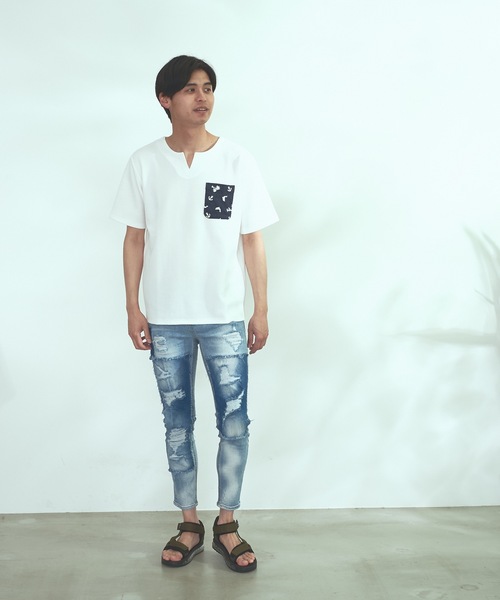 Blue Standard (ブルースタンダード)の「【BLUE STANDARD】速乾 制菌 防臭 快適 シワになりにくい ドライワッフルポケTシャツ(Tシャツ/カットソー・メンズ・ホワイト/オフホワイト/ブルー系その他/ネイビー・LARGE/MEDIUM/X-LARGE)」の22枚目の写真