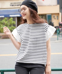 coca（coca） | フリルドッキングボーダートップス(Tシャツ/カットソー)