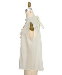 Drawer ドゥロワー　コットンフリルバックリボンノーカラーブラウス Drawer ドゥロワー コットンフリルバックリボンノーカラー