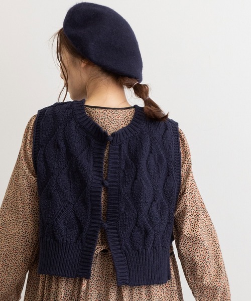 POU DOU DOU（プードゥドゥ）の「パイピングバスクベレー（ハンチング/ベレー帽・レディース・ブラック/ネイビー/キャメル・8）」の3枚目の写真