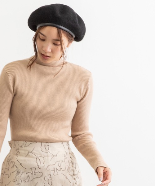 POU DOU DOU（プードゥドゥ）の「パイピングバスクベレー（ハンチング/ベレー帽・レディース・ブラック/ネイビー/キャメル・8）」の10枚目の写真