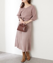 【WEB限定・大好評リバイバルアイテム】配色ニットプリーツワンピース