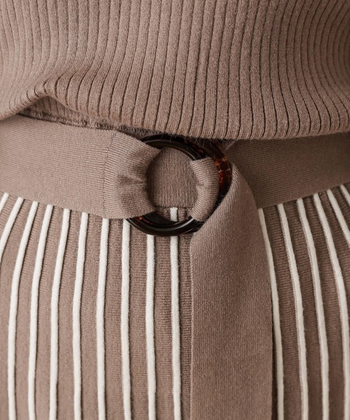 natural couture(ナチュラルクチュール)の「【WEB限定・大好評リバイバルアイテム】配色ニットプリーツワンピース(ワンピース・レディース・グレイッシュベージュ/ミント/ラベンダー/ブラック/ピンクベージュ・FREE)」の22枚目の写真