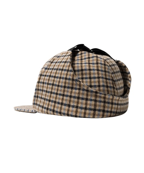 【美品】Stüssy ブラウンチェックキャップ ステューシー STUSSY キャップ 帽子 ビックロゴ チェック柄 茶