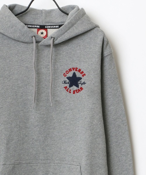 CONVERSE（コンバース）の「CONVERSE/コンバース ロゴ サガラ ワンポイント刺繍 スウェット レディース メンズ トレーナー パーカー（パーカー・メンズ・ホワイト/ブラック/グレー/ダークパープル/ブルーグリーン/ダークベージュ/ブルー系その他/ブラック系その他/ベージュ系その他/レッド系その他/ホワイト系その他/グレー系その他/ブルー系その他2/ピンク/ダークグリーン/サックスブルー/ベージュ系その他2/グリーン系その他/オートミール・LL/M/L）」の6枚目の写真