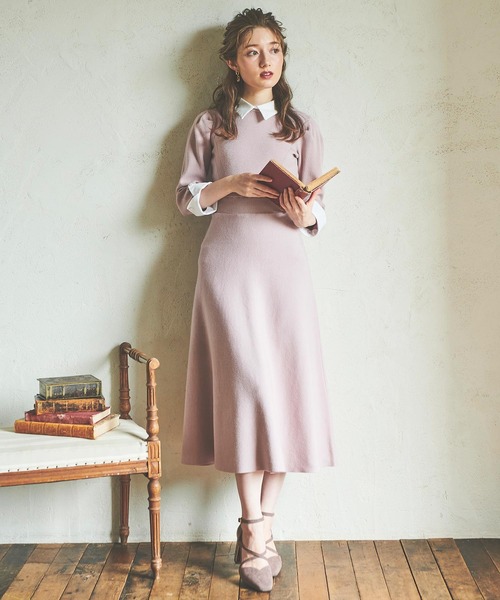 NOELA（ノエラ）の「カラーデザインカフスニットワンピ（ワンピース・レディース・ブラック/ピンク/ラベンダー・FREE）」の12枚目の写真