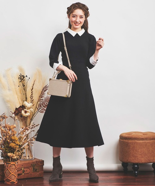 NOELA（ノエラ）の「カラーデザインカフスニットワンピ（ワンピース・レディース・ブラック/ピンク/ラベンダー・FREE）」の15枚目の写真