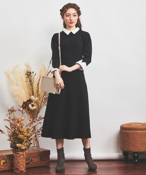 NOELA（ノエラ）の「カラーデザインカフスニットワンピ（ワンピース・レディース・ブラック/ピンク/ラベンダー・FREE）」の13枚目の写真