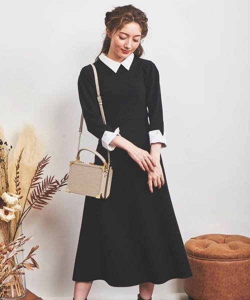 NOELA（ノエラ）の「カラーデザインカフスニットワンピ（ワンピース・レディース・ブラック/ピンク/ラベンダー・FREE）」の7枚目の写真