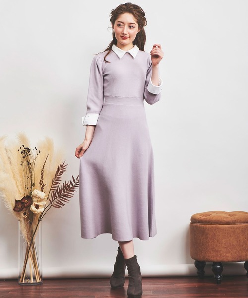 NOELA（ノエラ）の「カラーデザインカフスニットワンピ（ワンピース・レディース・ブラック/ピンク/ラベンダー・FREE）」の18枚目の写真