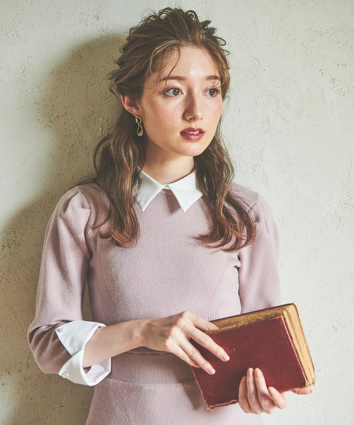 NOELA（ノエラ）の「カラーデザインカフスニットワンピ（ワンピース・レディース・ブラック/ピンク/ラベンダー・FREE）」の17枚目の写真